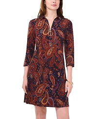 Msk Petite Collared 3/4-Sleeve Jersey Shift Dress