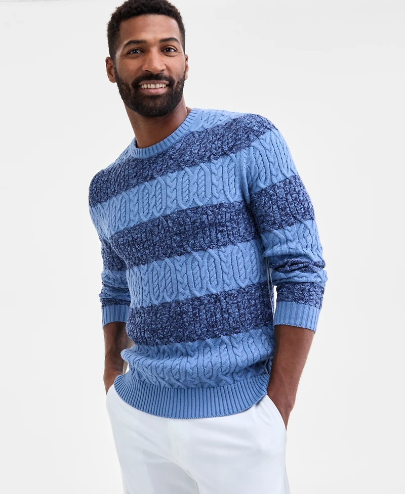 Club Room Men's Marled Cable-Knit Crewneck Sweater, Macy's Exclusive
