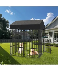 Bingopaw Giant Tall Uptown Welded Outdoor Dog Kennel Playpen Pet Animal Run Crate w/ Roof