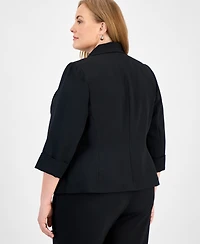 Kasper Plus Open-Front Soft Blazer