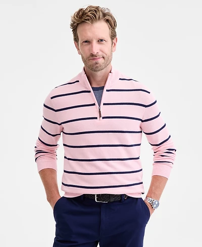 Club Room Men's Striped Cotton Pique Half-Zip Sweater, Macy's Exclusive