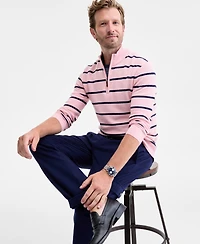 Club Room Men's Striped Cotton Pique Half-Zip Sweater, Macy's Exclusive