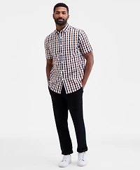 Club Room Men's Regular-Fit Stretch Gingham Check Button-Down Poplin Shirt, Macy's Exclusive