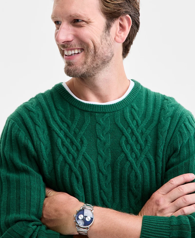 Club Room Men's Mixed Cable-Knit Crewneck Sweater, Macy's Exclusive