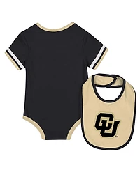 Colosseum Baby Boys and Girls 2-Piece Black Colorado Buffaloes Bodysuit Bib Set