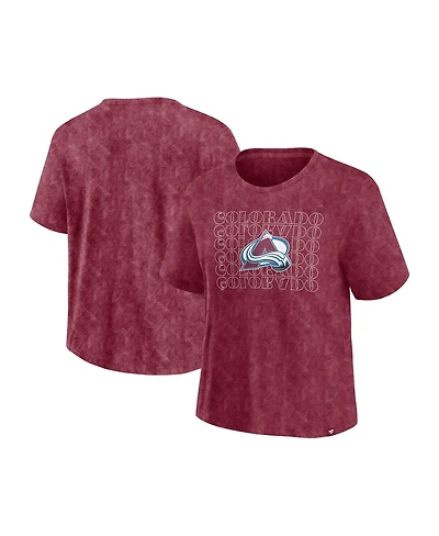 Fanatics Women's Burgundy Colorado Avalanche Faded Wash T-Shirt