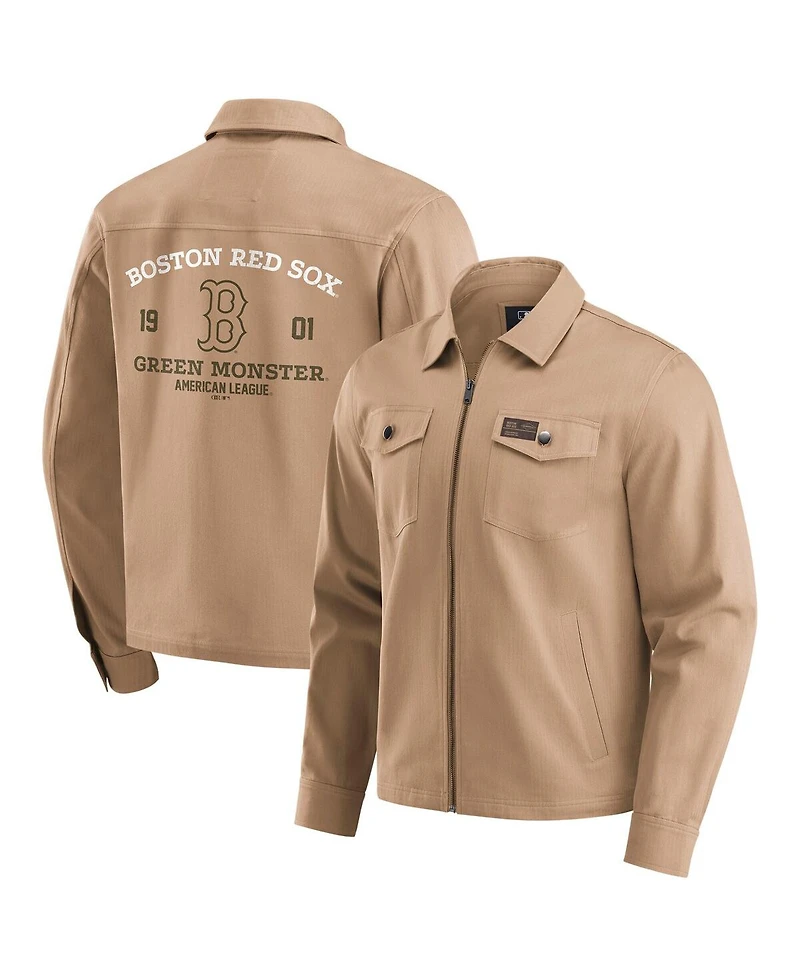 Darius Rucker Collection by Fanatics Men's Tan Boston Red Sox Distressed Washed Full-Zip Jacket