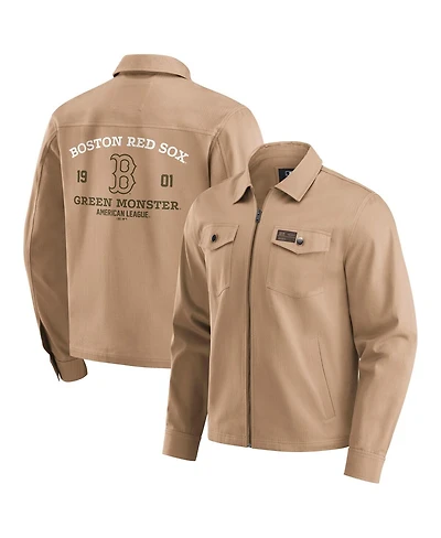 Darius Rucker Collection by Fanatics Men's Tan Boston Red Sox Distressed Washed Full-Zip Jacket