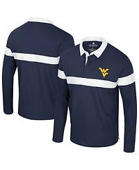 Colosseum Men's Navy West Virginia Mountaineers Too Cool For School Long Sleeve Polo Shirt