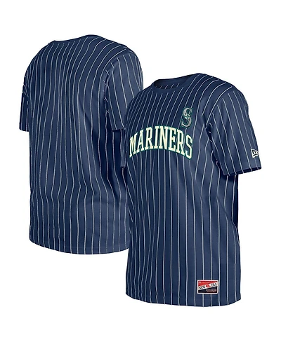New Era Men's Navy Seattle Mariners Throwback Pinstripe T-Shirt