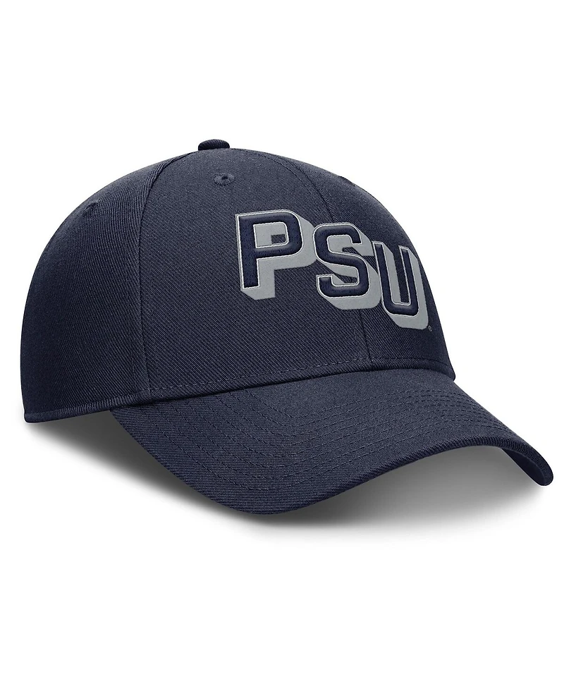 Nike Men's Navy Penn State Nittany Lions Slanted Primetime Rise Performance Adjustable Hat