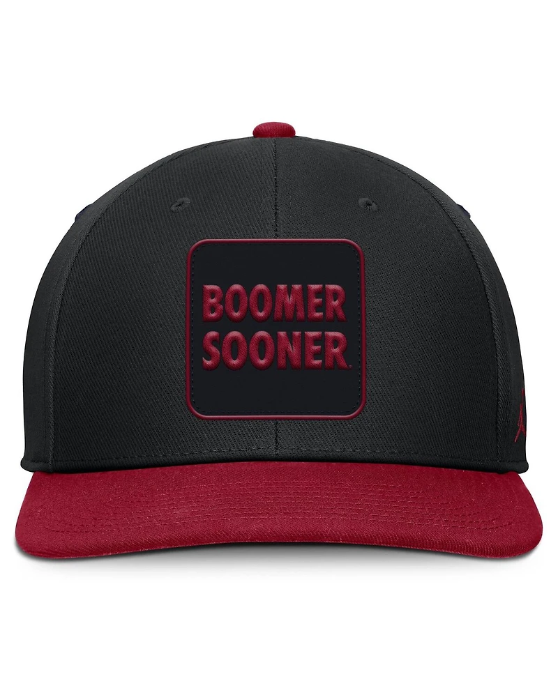 Jordan Men's Black/Crimson Oklahoma Sooners 2025 Sideline Campus Pro Local Snapback Hat