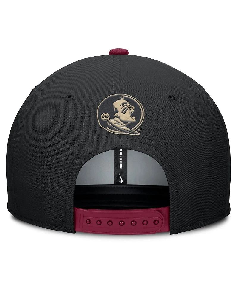 Nike Men's Black/Garnet Florida State Seminoles 2025 Sideline Campus Pro Local Snapback Hat