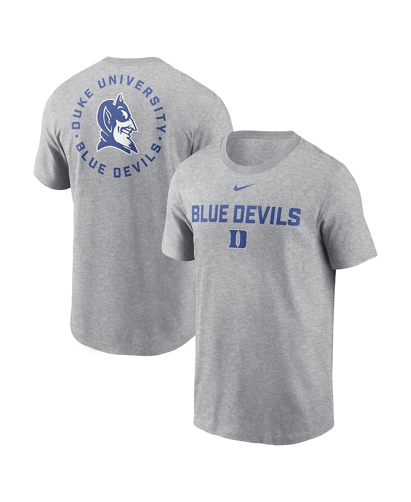 Nike Men's Heather Gray Duke Blue Devils Campus 2-Hit T-Shirt