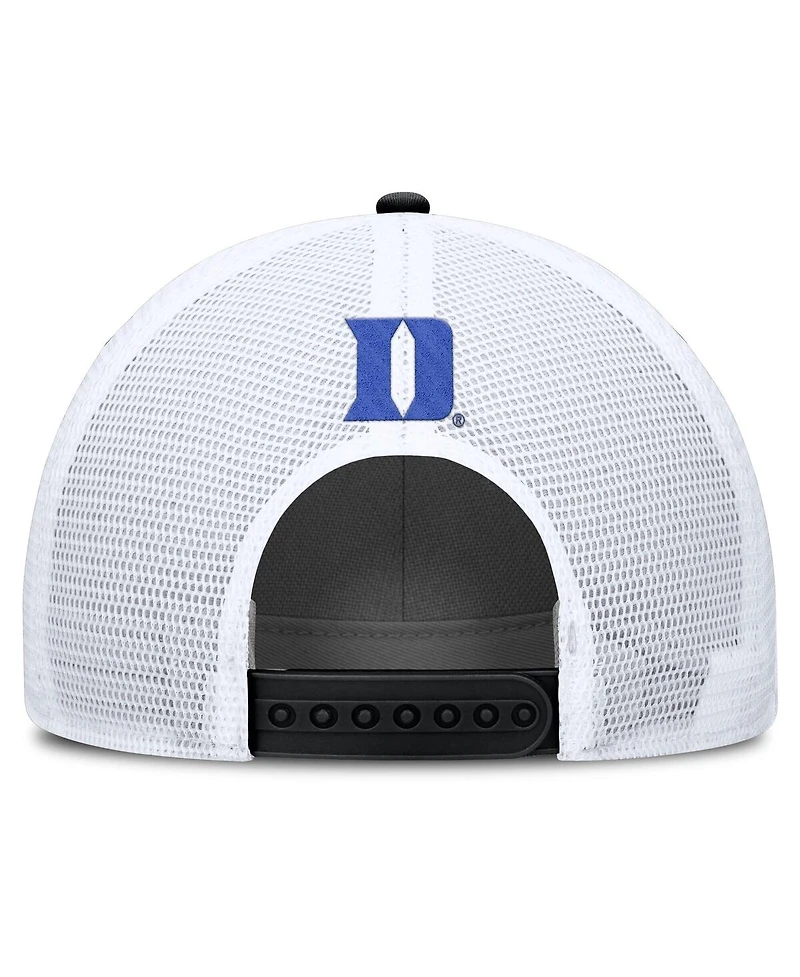 Nike Men's Black/White Duke Blue Devils 2025 On-Field Rise Patch Trucker Adjustable Hat