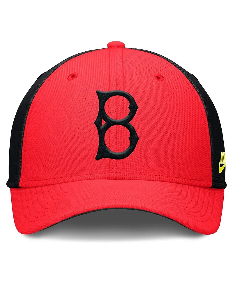 Nike Men's Crimson/Black Brooklyn Dodgers Cooperstown Collection Neon 90s Rise Swoosh Flex Adjustable Hat