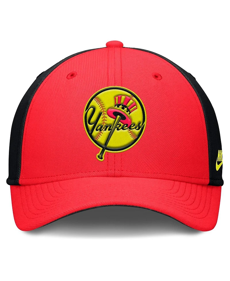 Nike Men's Crimson/Black New York Yankees Neon 90s Rise Swoosh Flex Hat