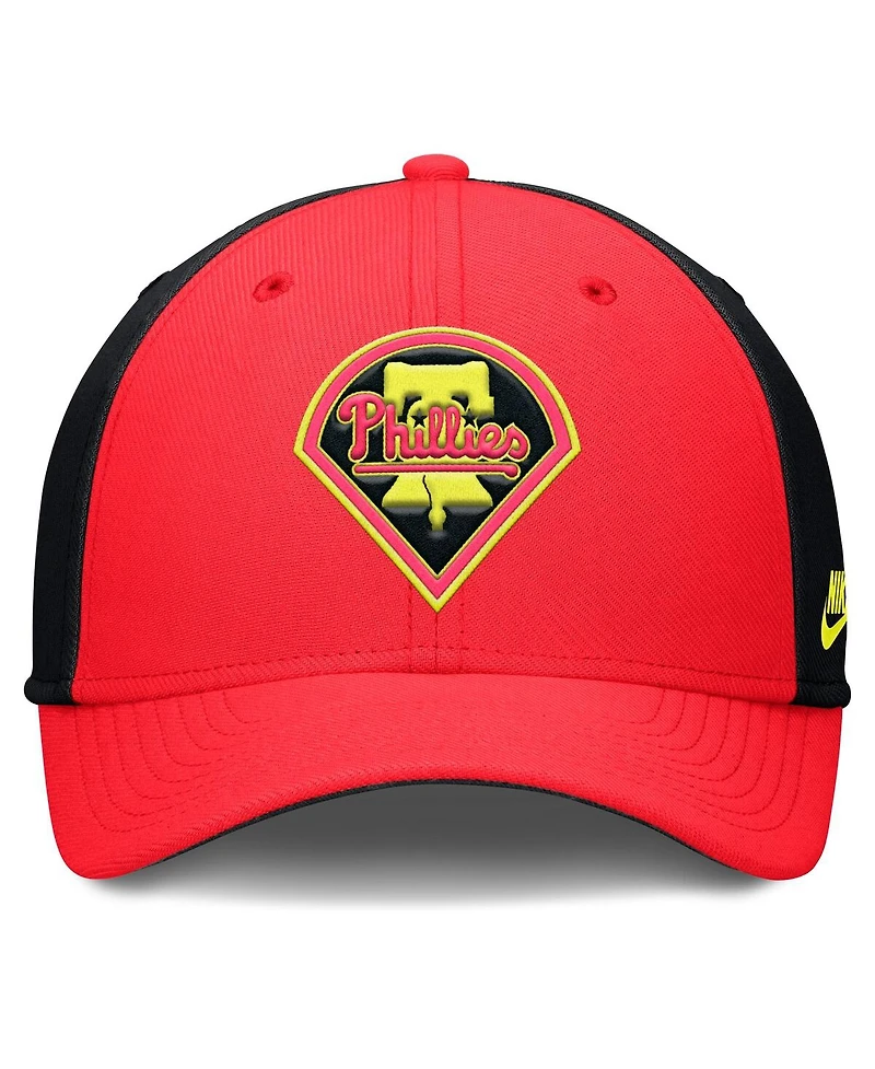 Nike Men's Crimson/Black Philadelphia Phillies Neon 90s Rise Swoosh Flex Hat