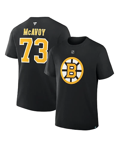 Fanatics Men's Charlie McAvoy Black Boston Bruins Authentic Stack Name Number T-Shirt