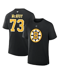 Fanatics Men's Charlie McAvoy Black Boston Bruins Authentic Stack Name Number T-Shirt