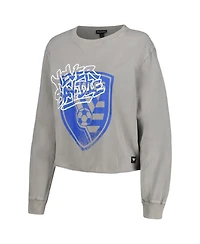 The Wild Collective Women's Gray San Jose Earthquakes Cropped Long Sleeve T-Shirt