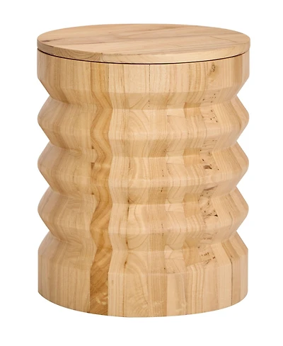 Nordlys - Brown Solid Wood Pouf with Storage Modern Design Style Living Room