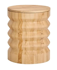 Nordlys - Brown Solid Wood Pouf with Storage Modern Design Style Living Room