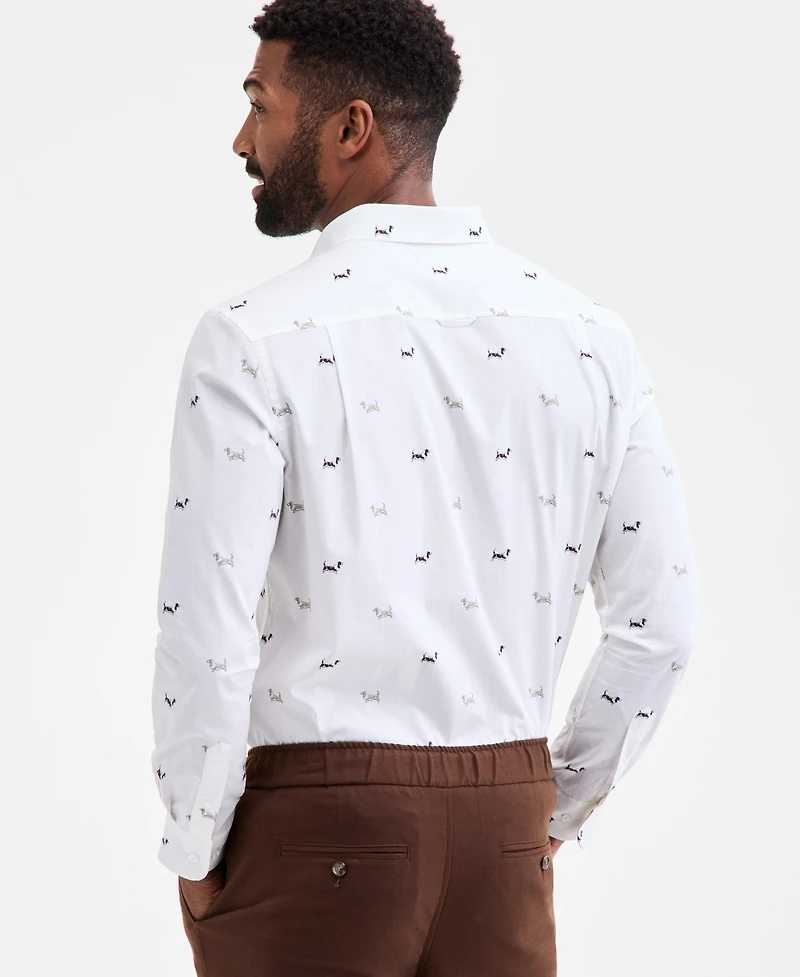 Club Room Long Sleeve Basset Hound Print Button-Down Shirt, Macy's Exclusive