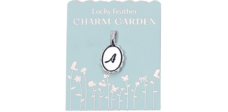Lucky Feather Charm Garden - Silver - Scalloped Initial Charm