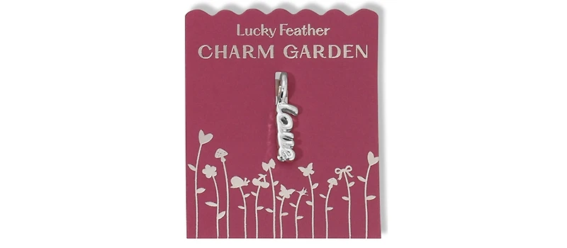 Lucky Feather Charm Garden - Silver - Love - Script L-o-v-e