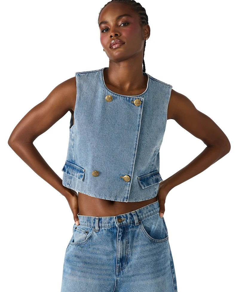 Steve Madden Women's Double-Breasted Cropped Vest