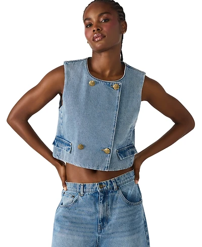 Steve Madden Women's Double-Breasted Cropped Vest
