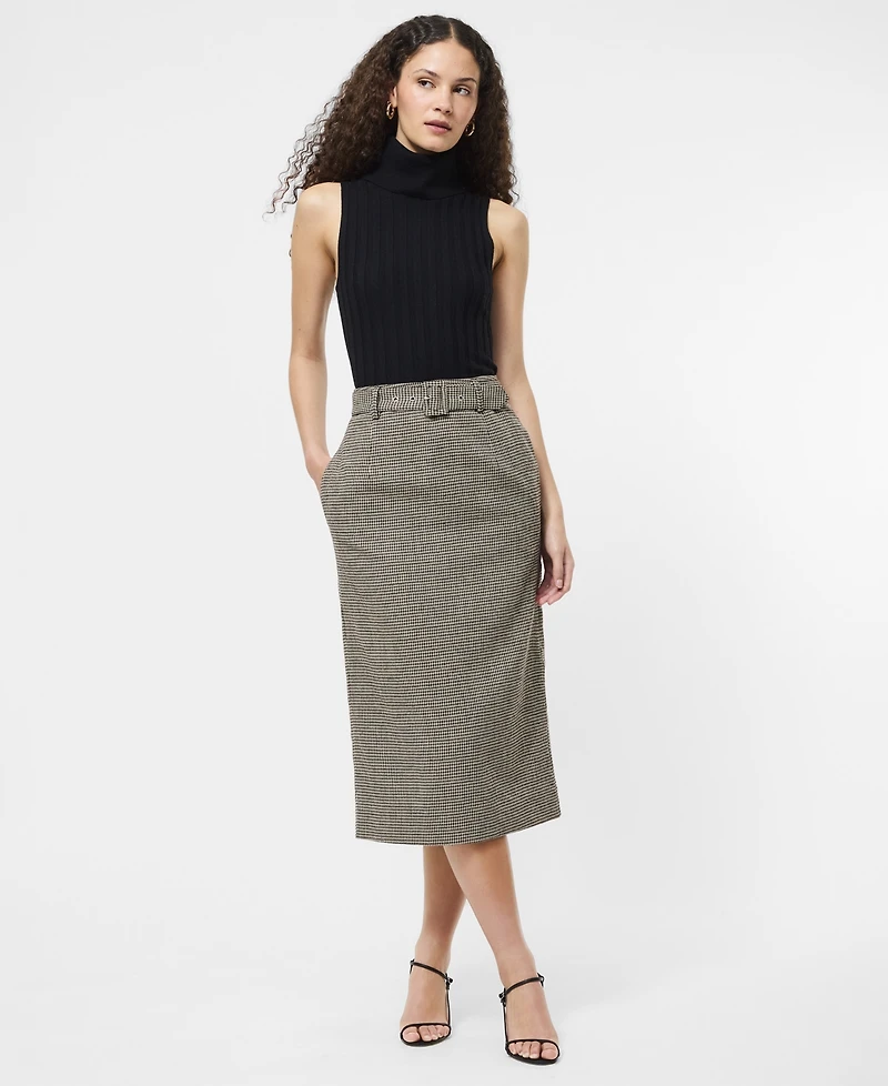 French Connection Women's Houndstooth Belted Midi Skirt