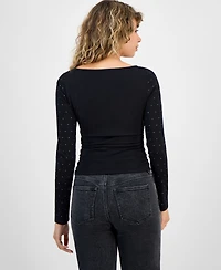 Madden Girl Juniors' Rhinestone-Embellished Knit Top