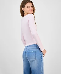 Hippie Rose Juniors' Lace-Trim Gathered-Bust Top