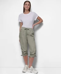 Dkny Women's Convertible Capri Cotton Poplin Cargo Pants