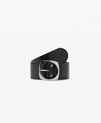 Mango Women's Oval Buckle Leather Belt