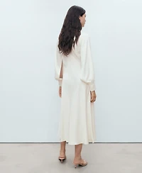 Mango Women's Slit Sleeves Satin Dress