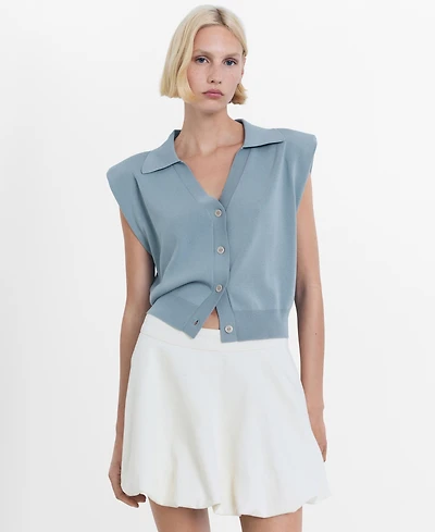 Mango Women's Fine Knit Shoulder Pad Sweater Vest