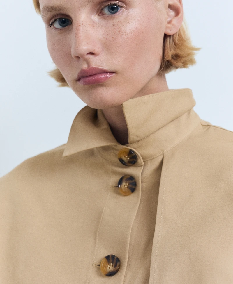Mango Women's Cape Style Cropped Trench Jacket