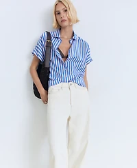 Mango Women's Short Sleeve Striped Shirt
