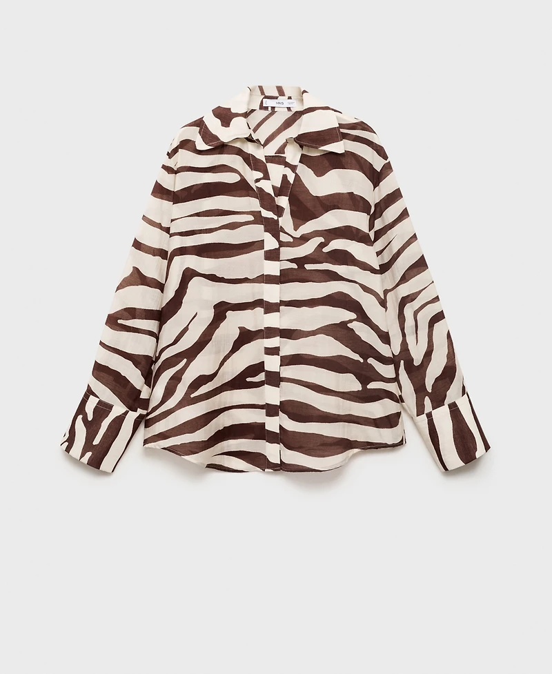 Mango Women's Flowy Zebra Printed Shirt