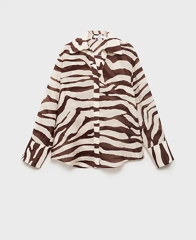 Mango Women's Flowy Zebra Printed Shirt