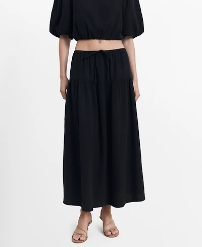 Mango Women's Cotton Drawstring Skirt