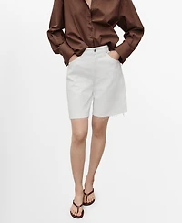 Mango Women's Frayed Hem Denim Shorts