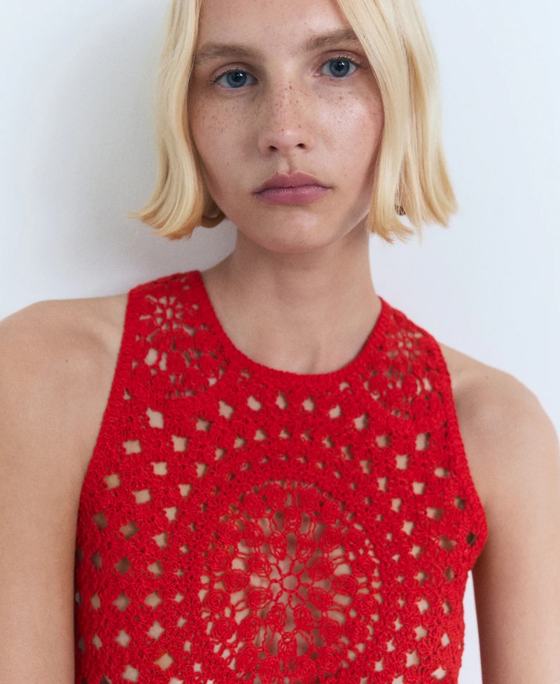 Mango Women's Crochet Knitted Top