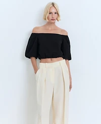 Mango Women's Puff Sleeve Strapless Blouse