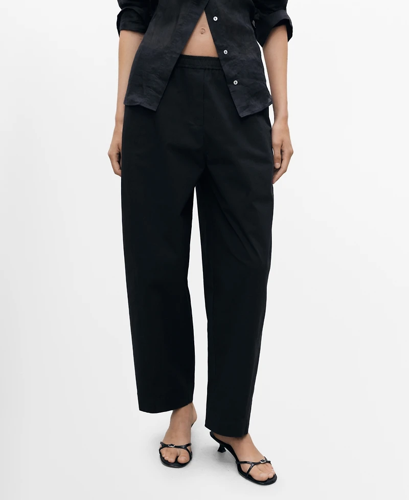 Mango Women's Paper Bag Cotton Pants