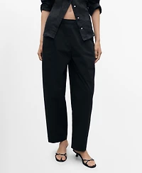 Mango Women's Paper Bag Cotton Pants