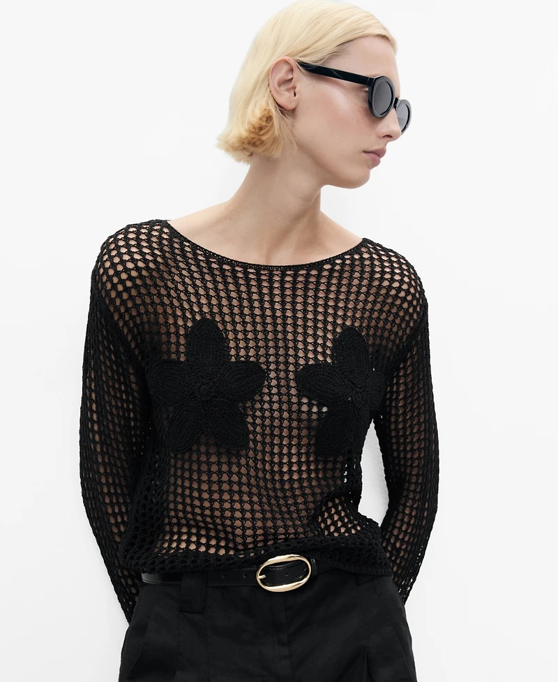 Mango Women's Knit Embroidered Sweater